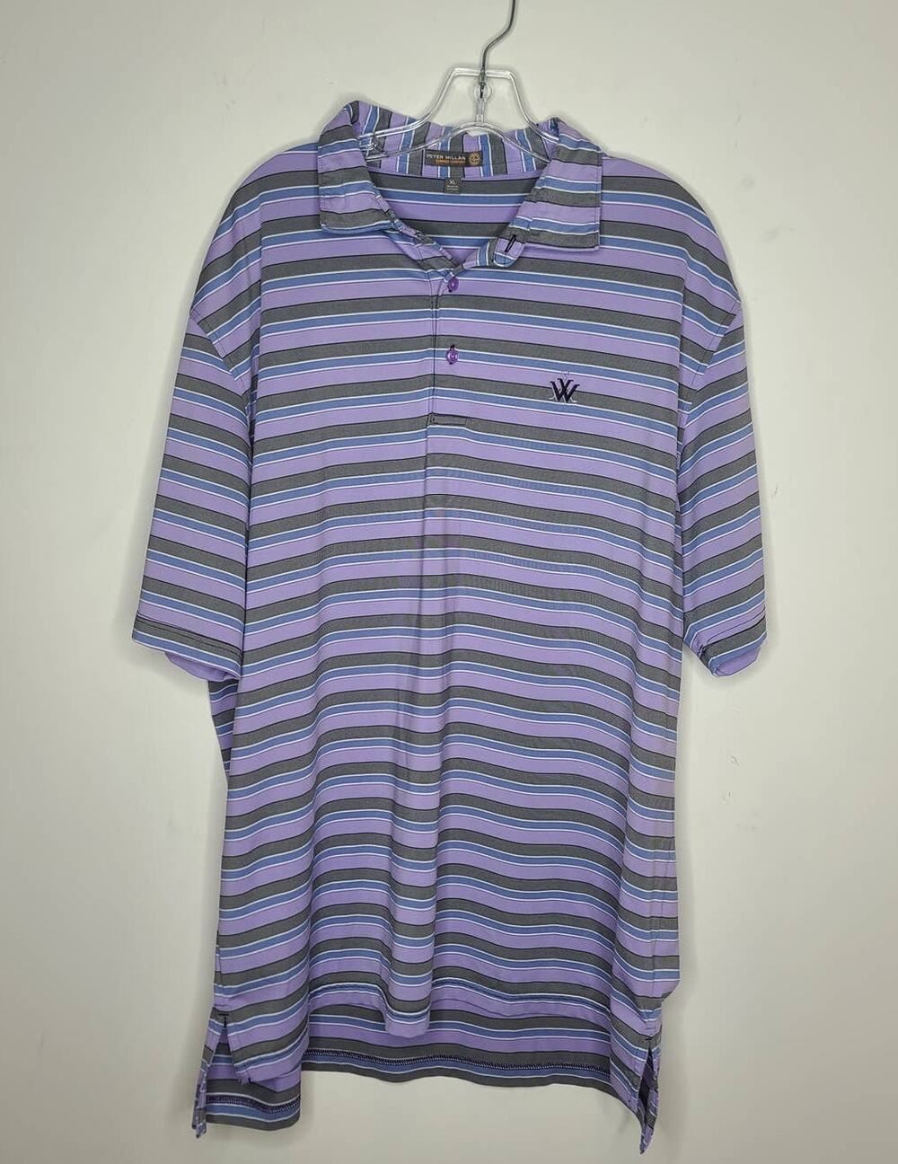 Peter Millar Summer Comfort purple blue stripe short sleeve polo shirt - XL
